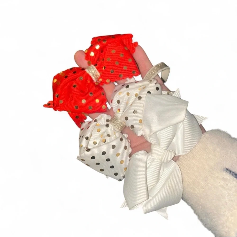 Red and White Polka Dot Hair Bows